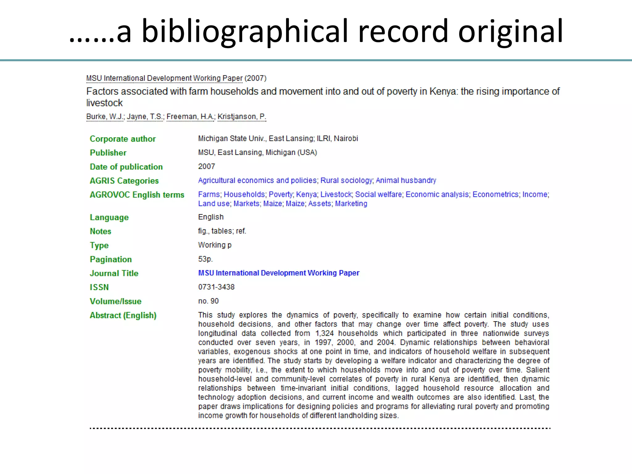……a bibliographical record original
 