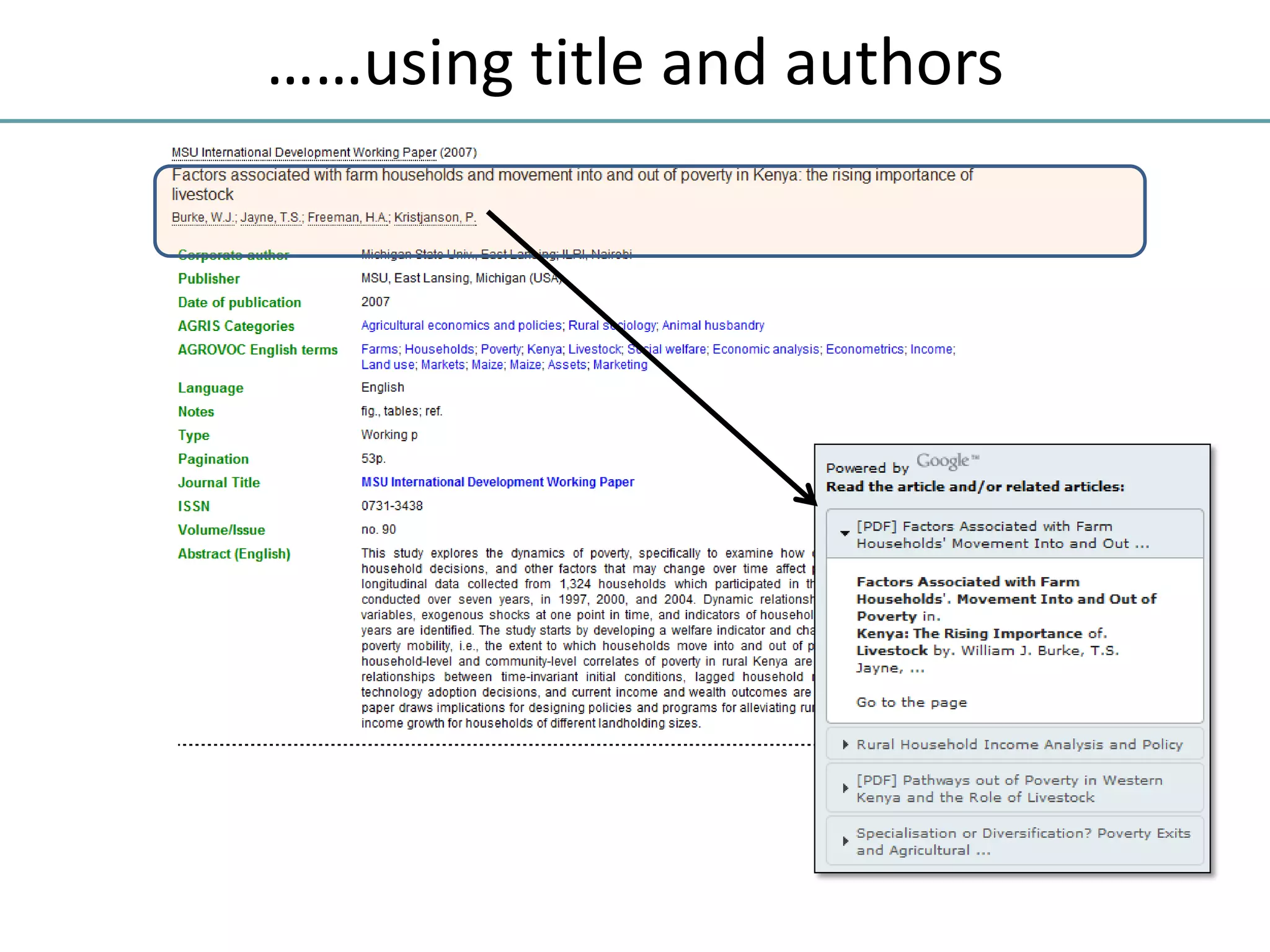 ……using title and authors
 