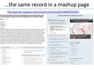 …the same record in a mashup page
http://agris.fao.org/agris-search/search.do?recordID=QM2007000047
 