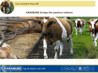 legt die Weide in den Stall
Cow Comfort Pays Off
KRAIBURG brings the pasture indoors
 