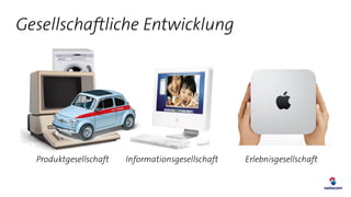 Gesellschaftliche Entwicklung
Produktgesellschaft Informationsgesellschaft Erlebnisgesellschaft
 