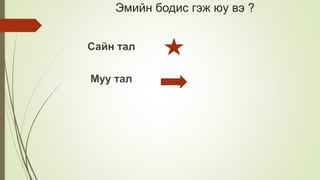 Эмийн бодис гэж юу вэ ?
Сайн тал
Муу тал
 