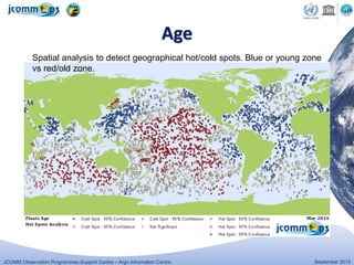 JCOMM Observation Programmes Support Centre – Argo Information Centre September 2015
Age
Spatial analysis to detect geographical hot/cold spots. Blue or young zone
vs red/old zone.
 