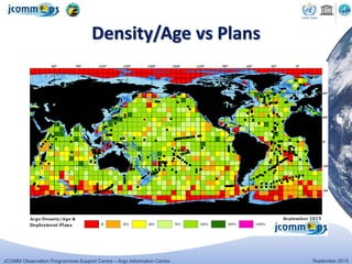 JCOMM Observation Programmes Support Centre – Argo Information Centre September 2015
Density/Age vs Plans
 