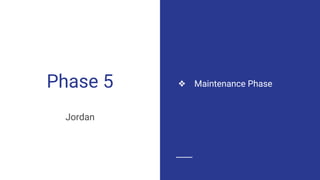 Phase 5
Jordan
❖ Maintenance Phase
 