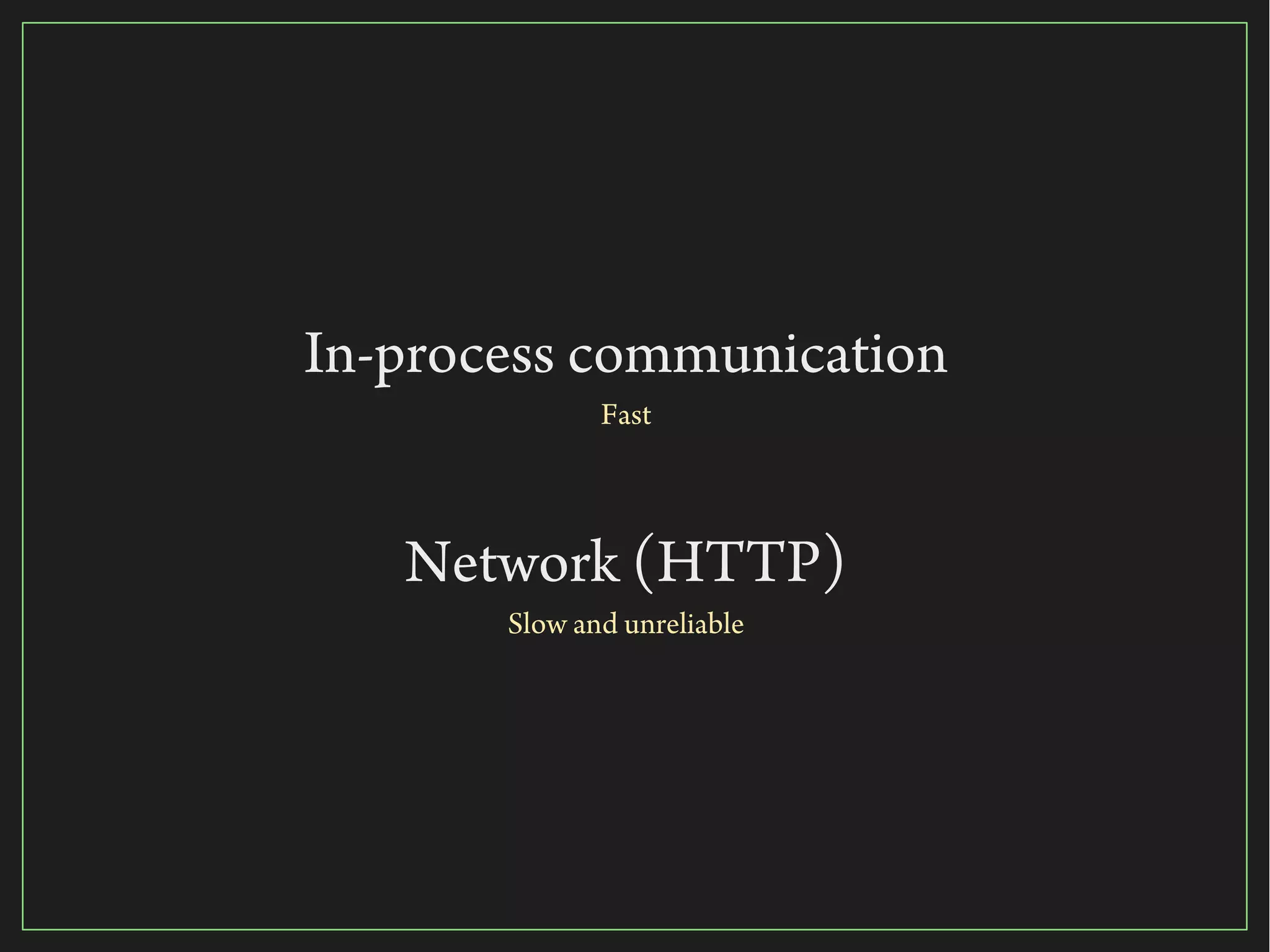 18/116
2015
In-process communication
Fast
Network (HTTP)
Slow and unreliable
 