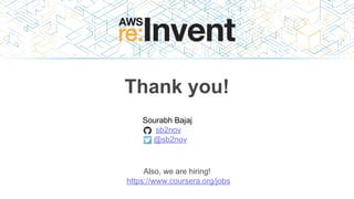 Thank you!
Also, we are hiring!
https://www.coursera.org/jobs
Sourabh Bajaj
sb2nov
@sb2nov
 