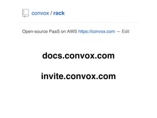 docs.convox.com
invite.convox.com
 