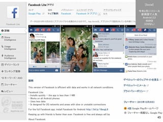 Confidential l Property of App Annie l Do Not Disclose l © App Annie 2014
45
[Social]
今年2月にリリース
新興国で人気
Android 2.2
450KB
(iOSなし)
 