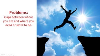 Problems:
Gaps between where
you are and where you
need or want to be.
© 2015 The Karen Martin Group, Inc. 9
 