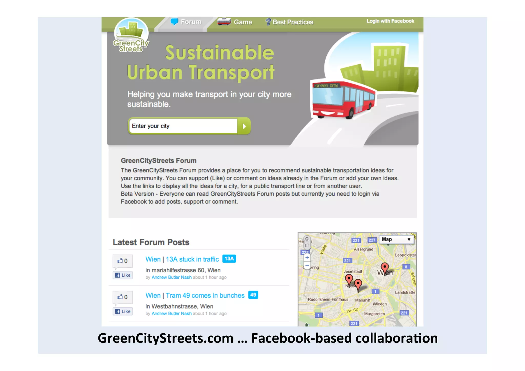 GreenCityStreets.com	
  …	
  Facebook-­‐based	
  collabora8on	
  
 