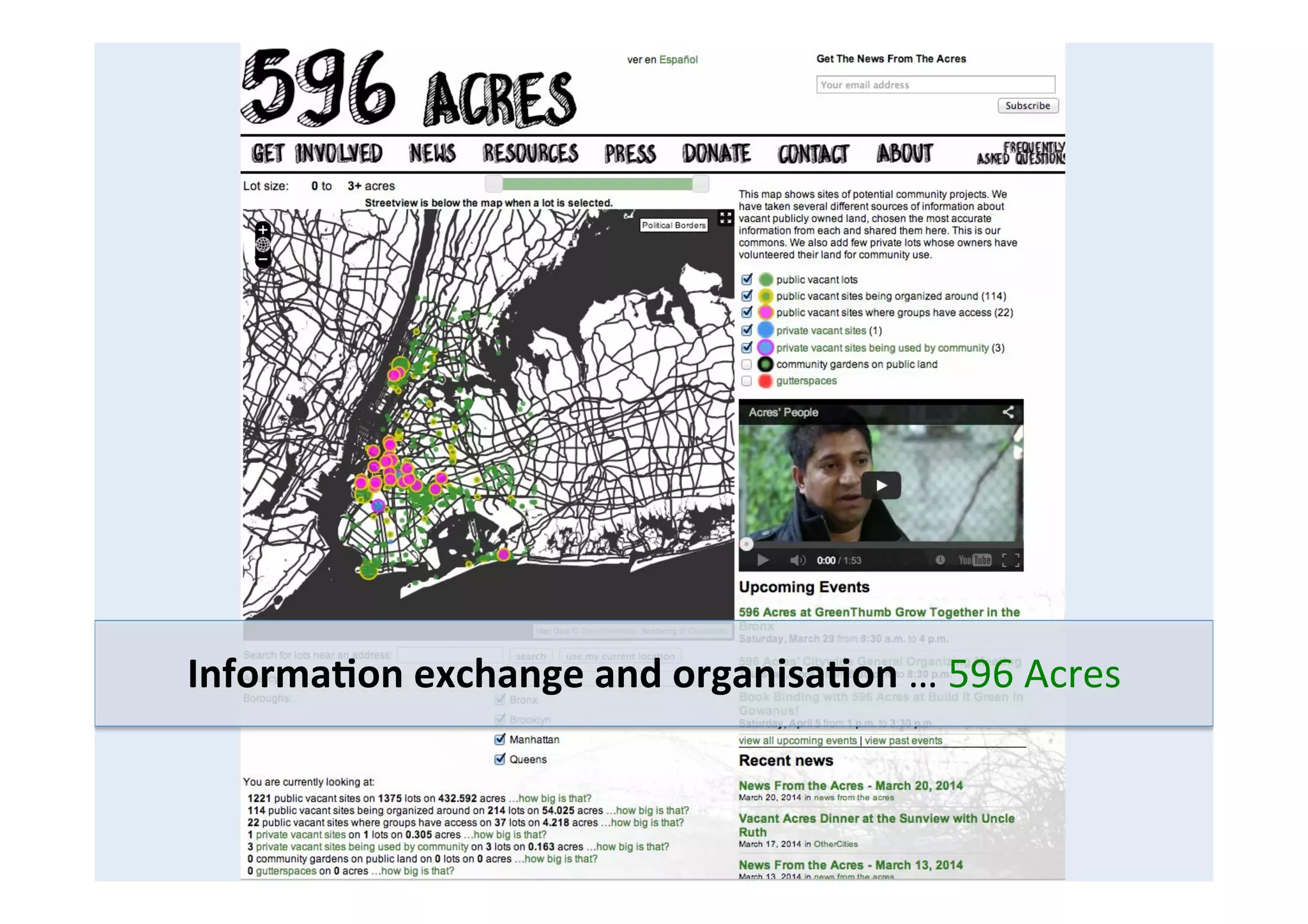 Informa8on	
  exchange	
  and	
  organisa8on	
  …	
  596	
  Acres	
  
 