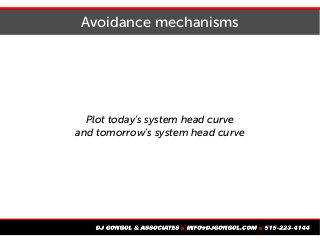 Avoidance mechanisms
Plot today's system head curve
and tomorrow's system head curve
 