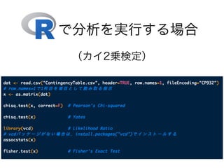 で分析を実行する場合
（カイ2乗検定）
 