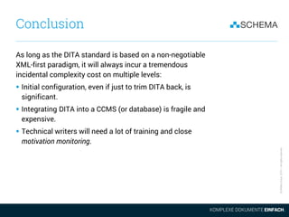 SCHEMAGroup2015–Allrightsreserved
Conclusion
As long as the DITA standard is based on a non-negotiable
XML-first paradigm,...