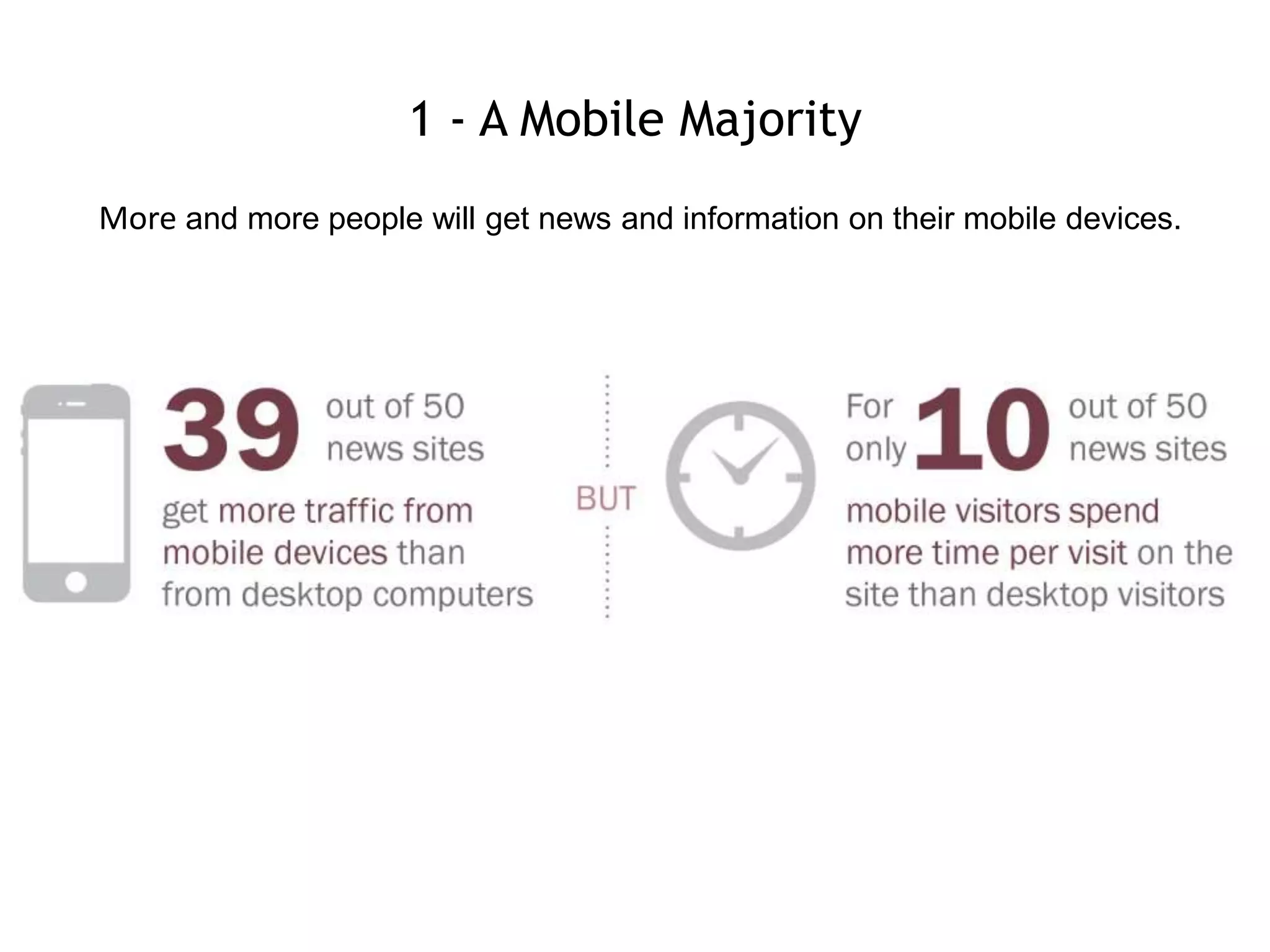 1 - A Mobile Majority
More and more people will get news and information on their mobile devices.
 