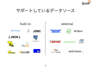 Talk Overview
• Spark 関連の基礎知識
• Spark MLlib
• DataFrame API
• Pipline API
• FAQ
• まとめ
8
 