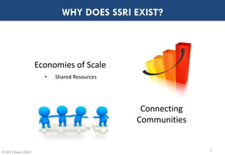 © 2015 Duke CGGC
Economies of Scale
• Shared Resources
Connecting
Communities
WHY DOES SSRI EXIST?
5
 