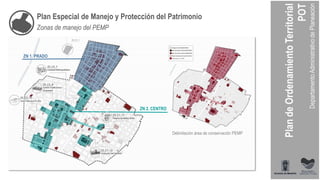 Plan Especial de Manejo y Protección del Patrimonio
Delimitación área de conservación PEMP
ZN 1. PRADO
ZN 2. CENTRO
Zonas de manejo del PEMP
 