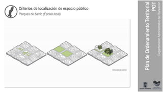 Criterios de localización de espacio público
Parques de barrio (Escala local)
 