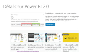 Détails sur Power BI 2.0
https://yos365.wordpress.com/tag/powerbi/
 