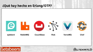 ¿Qué hay hecho en Erlang/OTP?
ejabberd RabbitMQ CouchBase Riak VerneMQ Chef
 