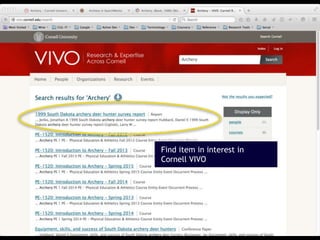 24
Find item in interest in
Cornell VIVO
 