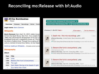 Reconciling mo:Release with bf:Audio
 