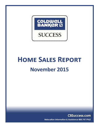 Relocation Information & Assistance 800.747.9962
Home Sales Report
November 2015
 