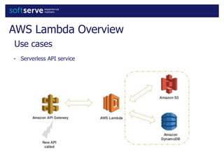 AWS Lambda Overview
Use cases
- Serverless API service
 