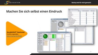 27
NovaBACKUP® DataCenter
Einführungsvideo
http://nst.bz/1O7P26S
Machen Sie sich selbst einen Eindruck
 
