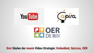 Drei Säulen der mooin Video-Strategie: Embedded, Quizzes, OER
 