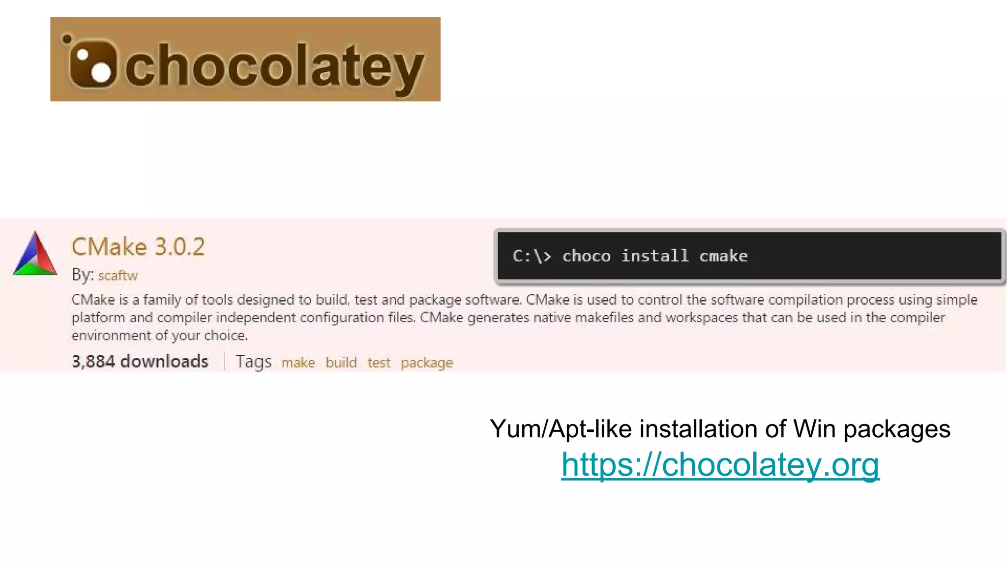 Yum/Apt-like installation of Win packages
https://chocolatey.org
 