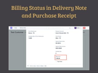 Billing Status in Delivery Note
and Purchase Receipt
 