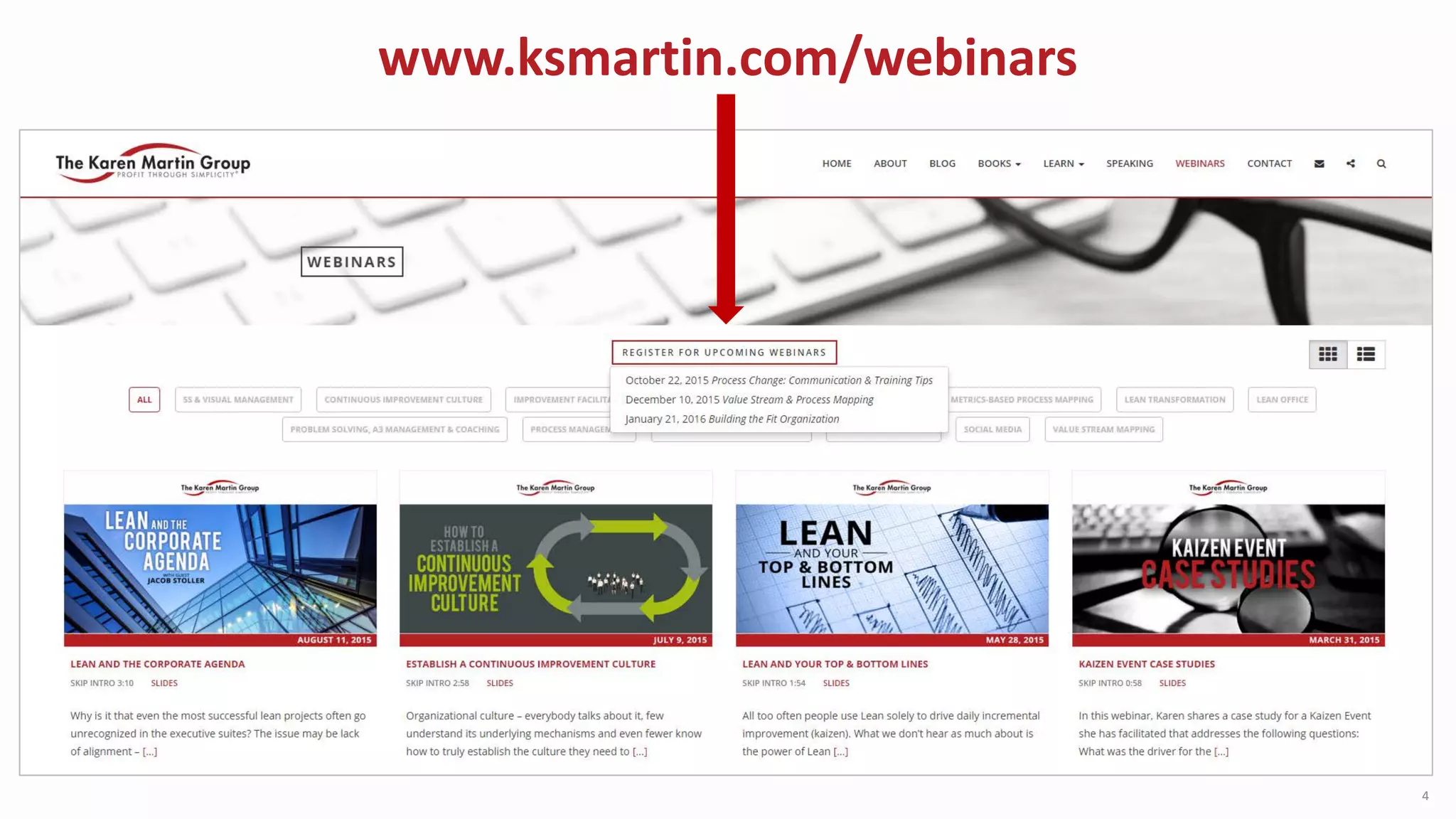 www.ksmartin.com/webinars
4
 
