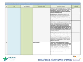 OPERATIONS & MAINTENANCE STRATEGY
 