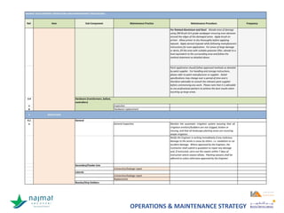 OPERATIONS & MAINTENANCE STRATEGY
 
