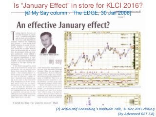 Is “January Effect” in store for KLCI 2016?
[© My Say column - The EDGE, 30 Jan 2006]
(c) ArifinLatif Consulting's Kopitiam Talk, 31 Dec 2015 closing
(by Advanced GET 7.8)
 