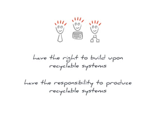 have the right to build upon
recyclable systems
have the responsibility to produce
recyclable systems
 