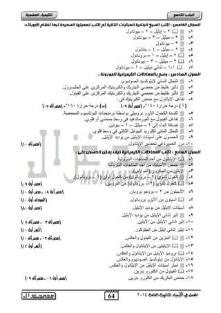 64 
اىجبة اىزبظع 
4102 المع في ايهٝ ُٝا ٤ ي جًا ْٜٛ ١ ايعا ١َ 
اىن بٍٍَء اىععى خٌ 
اىعؤاه اىرب طٍ : امزت اىص غٍ اىج بْئ خٍ ىي سَمجبد اىزبى خٍ ث امزت رع زٍَهب اىصح حٍخ رجعبً ى ظْب الأ ىٌثبك: 
3 – إلولض – 2 – اللتضالض   -1 
3 – ملولض – 3 – اللتضالض  -2 
3 – اللتضالض  -3 
2 – ملولض – 4 – ااتضالض  -4 
2 – إلولض – 1 – اتلاضالض  -5 
2 – ملولض – 3 – اللتضالض  -6 
1,1 – واضول ملولض – 1 – اللتضالض  -8 
اىعؤه اىعبدض : وظح ثبى عَبد د اىن بٍٍَئ خٍ اى ىَشو خّ : 
ابت فض ابمضول لإلول سلت ابيلتلل .  -1 
تأولت ئفل م ميل ابالتتلك لاب اتلتلك ابمت حل عفي ابجفلستلض.  -2 
تأولت ئفل م ميل ابالتتلك لاب اتلتلك ابمت حل عفي ابالالض.  -3 
-4 تاضعض الإلوضالض مع م اب اتلتلك يل : 
) ) أ ( تتجا تاتة 142 ° )مصر أول 15 ( )ب( تتجا تاتة 152 ° )مصر ثان 10 
ن ستة اب لض الألحل اتلالفل الاس ا اتماجاضو ابالتضسلل ابم ميا.  -5 
تاضعض ابالالض مع ابالتمضبتهلت يل لس ميل نل قفلا.  -6 
إيضيا ابمض إبي 2 – ملولض – 2 – اللتل .  -8 
ابت فض ابمضول ب فلتلت اباللتلض ابوضبول يل لس قفلا.  -7 
اب يلض عفي نسلتضو الإلولض م للتلت الإلولض.  -9 
) -12 تلت ابئملتة يل ت يلت الإلوضالض. )مصر ثان 01 
اىعؤه اىعبثع : امزت اى عَبد د اىن بٍٍَئ خٍ م فٍ نٌَ اىحصىه عيى : 
الإلوضالض م ن ت ابماتجضو اباتتلبلا.  -1 
م الأسلتلك م ن ت ابماتجضو اباتتلبلا.  -2 
-3 الإلوض م ابس تلح )ابمللاس(. 
لض وضالا ) 2 – اتلاضالض( م لض نلبل ) 1 – اتلاضالض(.  -4 
) لض وضالا ) 2 – اتلاضالض( م اباتلال . )مصر أول 15  -5 
) -6 الأسلتل م 2 – اتلمل اتلاض . )مصر أول 19 ، مصر أول 01 
) نسلتل م الألحل اتلاضالض. )السودان أول 01  -8 
) -7 نسلتضو الإلولض م للتلت الإلولض. )مصر أول 91 
إولت واضول الإلولض م للتلت الإلولض.  -9 
) -12 إولت واضول الإلولض م الإلول . )مصر ثان 12 ، مصر ثان 19 
) -11 إلولت واضول إلولض م ابجفل لح. )أزهر أول 01 
) ابااحل م ابالالض لابف س. )مصر ثان 12 ، مصر ثان 01   -12 
) الإلولفل م الإلوضالض لابف س. )أزهر أول 01   -13 
اتلملت الإلولض م الإلوضالض لابف س.  -14 
-15 الإلوضالض م إلول سلت ابيلتلل لابف س. 
نستت نسلتضو الإلولض م الإلوضالض لابف س.  -16 
ابالالض م اب فلتل ااحل .  -18 
) -17 م ابا تلك م اب فلتل ااحل . )مصر أول 10 ، مصر ثان 15 
 