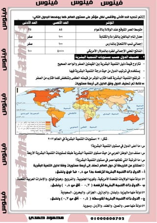 ٢ -مؤشرات التعليه٪ 
رزحذد ؤ ١ّ٘خ ؤِششاد ا زٌؼ ١ٍ فٟ ذِٜ رإث ١ش ب٘ فٟ : 
المجا ايكشٞ بم٪ؾطات )٘ عَس ا٭طبا ٤، ٚ عَس ايٛؾٝات ....(، ايصٟ ٜٛؾط بسٚضٙ ايكٛ ٣ ايعا ١ًَ الم٪ ١ًٖ المسضب ١ 
ايتي تمت وً المعطؾ ١ ٚالم اٗضات اي ٬ظ ١َ ي عً مما وػ ػَتٛ ٣ ايسخ ايكٛ َٞ. 
المػتٛ ٣ ايتع ًٝ ُٞ ٜعس أسس ايعٛا المحسز ٠ ي ػًُتٛ ٣ ايكشٞ،  
ٜؿه ايٛعٞ ايكشٞ ايصٟ ٜعٛ ع ًٝ نجيرًا في فا ايكش ١ ايٛقا ٥ٝ ١، ٜٚ٪ثط ع ٢ً عَس ٫ت المٛايٝس ٚايٛؾٝات  
ٚايع طُ المتٛقع ع سٓ المٝ ٬ز. 
رز ٕٛع ا ؤٌّششاد ا زٌؼ ١ّ ١ٍ خ ٚخ ١ّؼٙب رؼىظ ذِٜ رمذ ؤٚ رإخش ا ذٌٚ خٌ ٚ ز٘ ا ؤٌّششاد:  
أ- الإىفاق العاو على التعليه: 
-ف ُٛع الإ ؿْام ايعا ع ٢ً ايتع ًٝ اؿػاب اؾاضٟ ٚ ضأؽ الما -وػب باي ػٓب ١ الم ٦ٜٛ ١ ايسخ ايكٛ َٞ الإجمايٞ )أٚ اي آتر ايكٛ َٞ الإجمايٞ(. 
ٜكسض تَٛغط ػْب ١ الإ ؿْام ايعالمٞ ع ٢ً ايتع ًٝ مٛ 4,9 ٪، ٚفي ايسٚ ايعطبٝ ١ سٛايٞ 3,9 ٪ في عا 2010  
أٚلى زٚ ايعالم إ ؿْاقًا ع ٢ً ايتع ًٝ نٛبا ٚأٜػ سًٓا 12 ٪ ايسخ ايكٛ َٞ  
% 1,2 أز ٢ْ ايسٚ إ ؿْاقًا جم ٛٗضٜ ١ أؾطٜكٝا ايٛغط ٢  
ب - ىشبة القيد الإجمالية: 
٦َٜٛ ١ ايػها ايػ -ف ُٛع عسز المػذ يًن بمػتٛ ٣ تع ًٝ ُٞ عَين، بػض اي عٓط ع ايػ ،ٔ عَبرًا ع ن ػٓب ١ 
ايطسمٝ ١ ي ٬يتشام ب ؿٓؼ المػتٛ ٣ ايتع ًٝ ُٞ في عا زضاغٞ عَين. 
-تس اي ػٓب ١ ايتي تكاضب قٝ تُ اٗ 100 ٪ أٚ تتذاٚظ اٖ ع ٢ً أ اي عٓا ايتع ًٝ ُٞ قازض ع ٢ً اغتٝعاب جمٝع ايػها في 
٤٫ ايػها ٪ٖ غ ايتع ًٝ ٚيه ٫ ٜس ع ٢ً ػْب ١ المػذ يًن ؾع ٬ 
- ب ًٛؽ ػْب ١ قٝس إجمايٝ ١ قٝ تُ 100٘ ٪ أ طَ نطٚضٟ ٚيٝؼ ناؾًٝا يتشكٝل ايتع ًٝ ؾ ُٝع ا٭طؿا الم٪ يًٖن ٭ . قس ٜهٛ المػذ يًن بالمػتٛ ٣ ايتع ًٝ ُٞ خاضز ايؿ ١٦ ايع طُٜ ١ ايتي ت آظط صٖا المػتٛ ٣ 
ج - الأمية: 
. -تعس أ ٪َؾطات قٝاؽ ايت ُٝٓ ١، يصا تػع ٢ ايسٚ ي عً ع ٢ً ايكها ٤ ع ٢ً صٖٙ ايعا طٖ ٠ ايػ بًٝ ١ 
-ت تٗ ايسٚ بتشسٜس ػْب ١ صٖٙ ايؿ ١٦ يسٚض اٖ الم في فا ٫ت ايت ُٝٓ ١ 
-ن اًُ ظازت أعساز المتع يًُن، أغ شيو في نمٛ ٚضقٞ المجت عُ. 
-ن اًُ اضتؿع عسز ا٭ َٝين في ايسٚي ١ اظزازت اؿاد ١ إلى تٛغٝع طْام ايتع ًٝ ا ٫بتسا ٥ٞ ٚبطا رَ قٛ ا٭ َٝ ١ يس ٣ 
. ايبايػين، في قاٚي ١ ي كًها ٤ ع ٢ً ا٭ َٝ ١ 
 