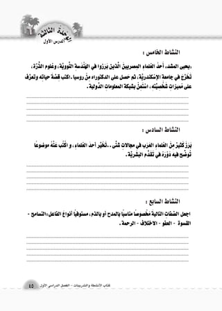 .................................................................................................................................. 
.................................................................................................................................. 
.................................................................................................................................. 
.................................................................................................................................. 
.................................................................................................................................. 
.................................................................................................................................. 
.................................................................................................................................. 
.................................................................................................................................. 
.................................................................................................................................. 
.................................................................................................................................. 
.................................................................................................................................. 
.................................................................................................................................. 
.................................................................................................................................. 
.................................................................................................................................. 
.................................................................................................................................. 
: س{مالخا طاش|نلا 
: س6داس{لا طاش|نلا 
: عباس{لا طاش|نلا 
الوحَدْةَ الثالثة 
45 
الدر 6س الأول 
كتاب الأن  طة والتدريبات - الف € ل الدرا 6سى الأول ص ش 
 