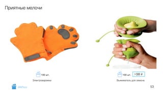 53
Приятные мелочи
Выжиматель для лимонаЭлектроварежки
GiftsPro.ru
>300 i100 шт.100 шт.
 