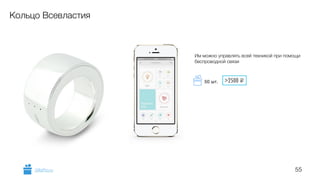 55
Кольцо Всевластия
Им можно управлять всей техникой при помощи
беспроводной связи
GiftsPro.ru
>2500 i50 шт.
 