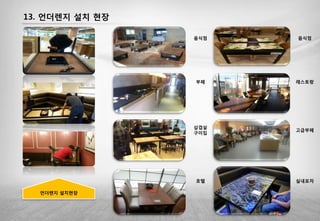 13. 언더렌지 설치 현장
언더렌지 설치현장
음식점
부페
삽겹살
구이집
호텔
고급부페
실내포차
레스토랑
음식점
 