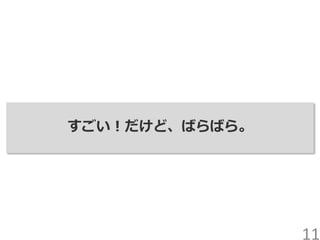 すごい！だけど、ばらばら。
11
 