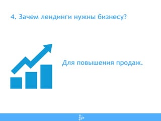 4. Зачем лендинги нужны бизнесу?
Для повышения продаж.
 