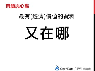問題與心態
最有(經濟)價值的資料
又在哪
 