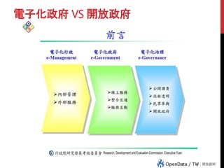 電子化政府 VS 開放政府
 