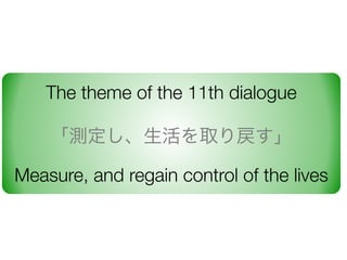 The theme of the 11th dialogue
yȡ
Measure, and regain control of the lives
 